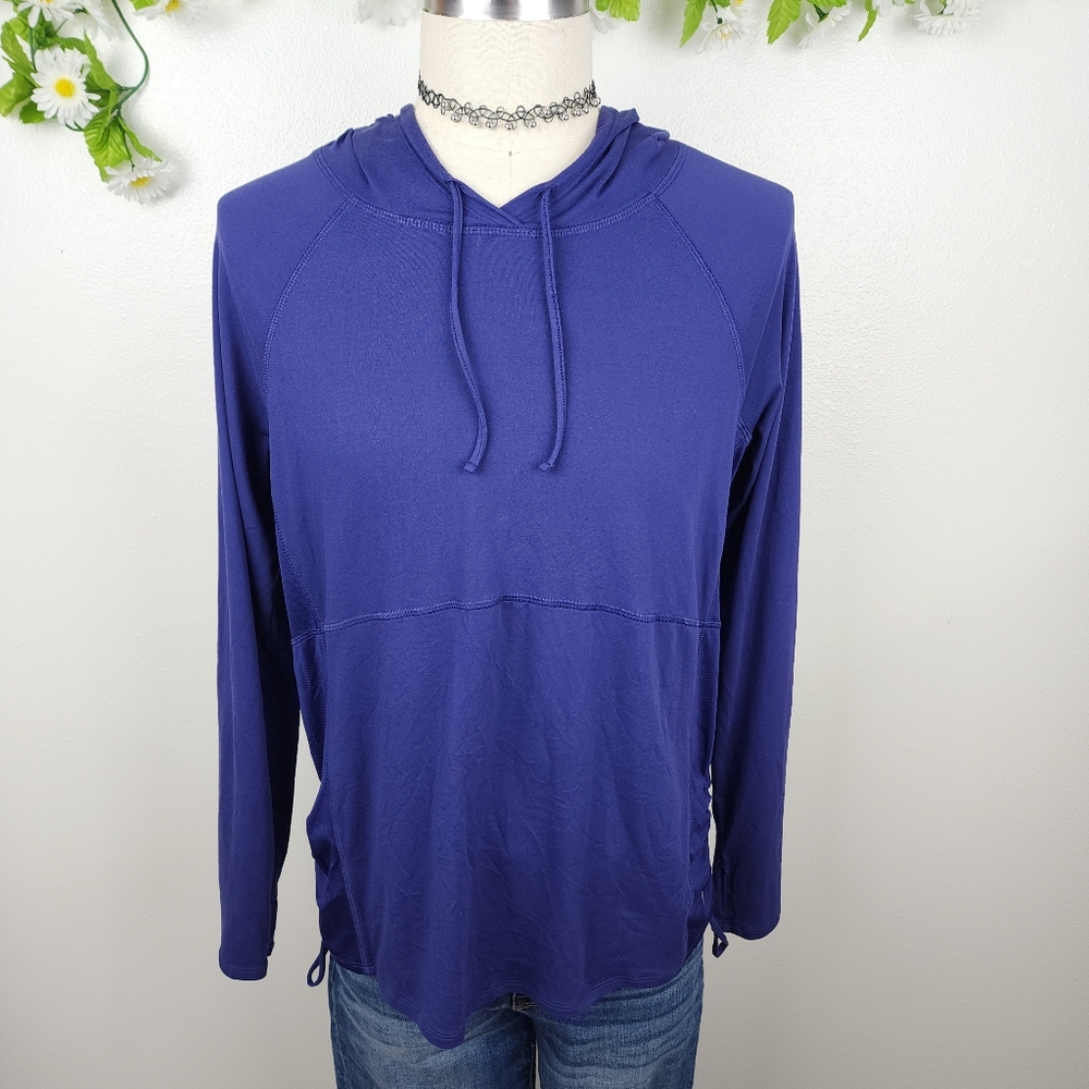 Apana Blue Hoodie Workout Shirt Sz Medium